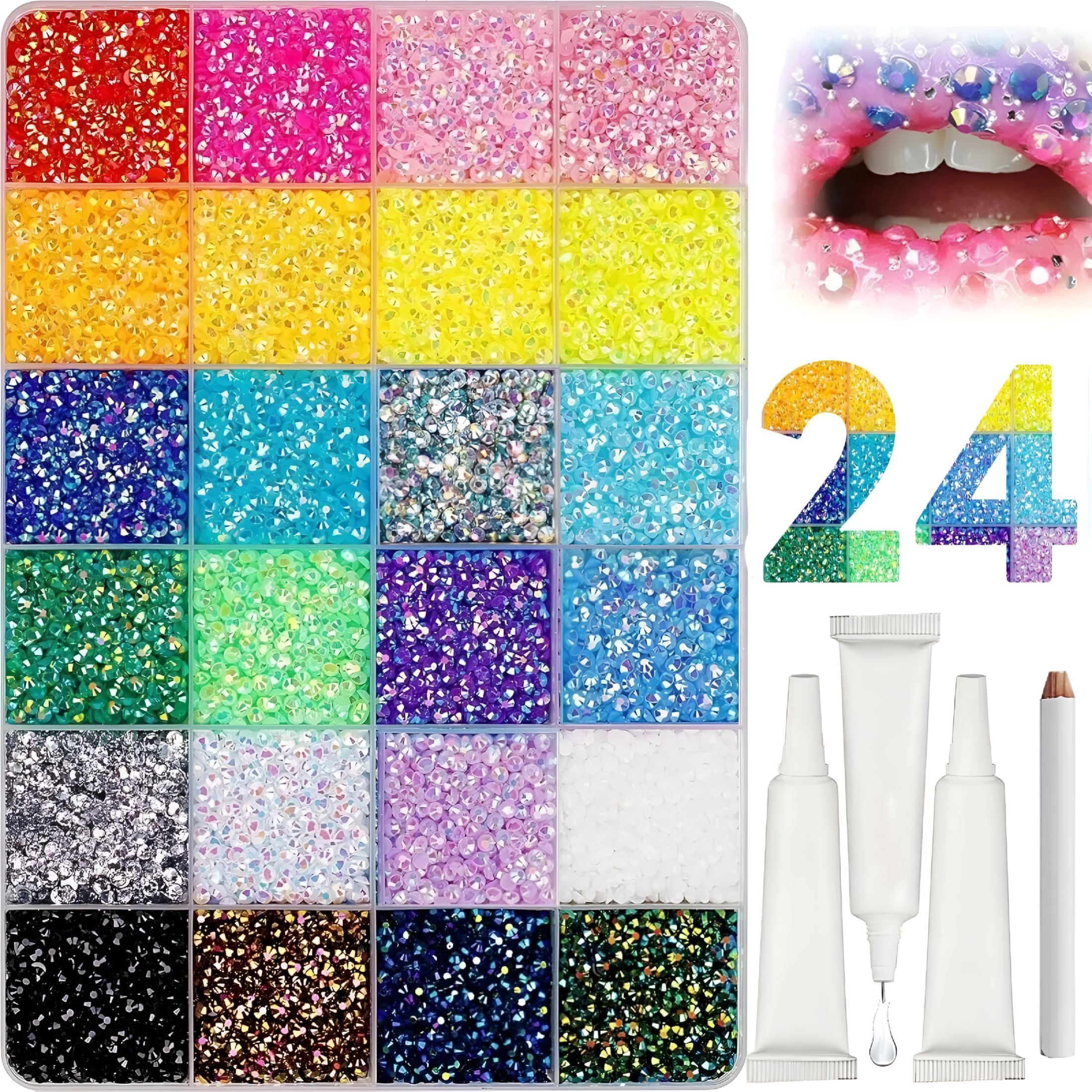 TUWAFE Bedazzler Kit 24000 Colorful Resin Rhinestones for Diamond Art ...