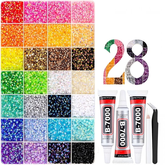 TUWAFE Bedazzler Kit with Rhinestones,Rhinestone Kit for Bedazzling,3Mm Flatback Gems&Glue Pen,Complete Diy Craft Set for Nails,Phone Cases,Clothes&Art