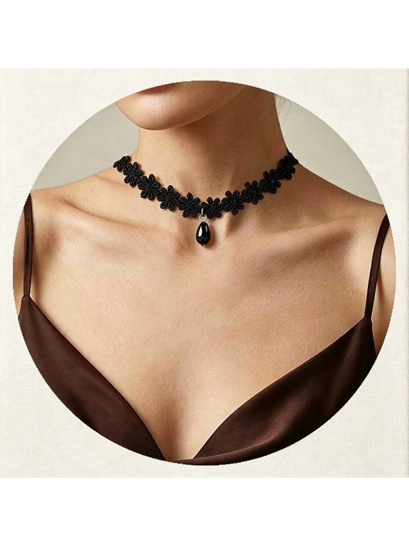 Black Necklaces for Women,Adjustable Layered Collar,Goth Jewelry Gothic Necklace