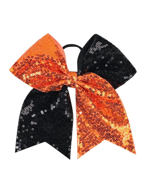 Bow Hair Tie for Girls Large Cheer Bow Sequins Ponytail Women,Cheer Bows Cheer Bow Cheer Bow Teen Girls Cheerleading Ribbon Holder Hair Band (Black + )