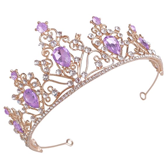 TUWAFE Bridal Tiara Rhinestone Crown Gold Zinc Alloy 1Pcs