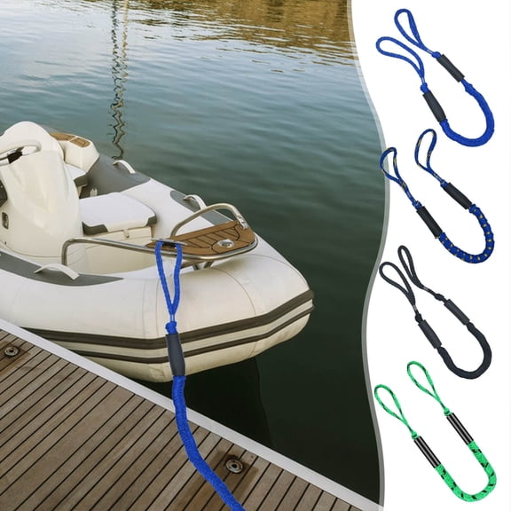TUWAFE Bungee Dock Lines 4FT Heavy Duty Rope for Boats and Jet Skis, Shock Absorbing Mooring Line with Loops for Docking Kayaks Pontoons PWCs