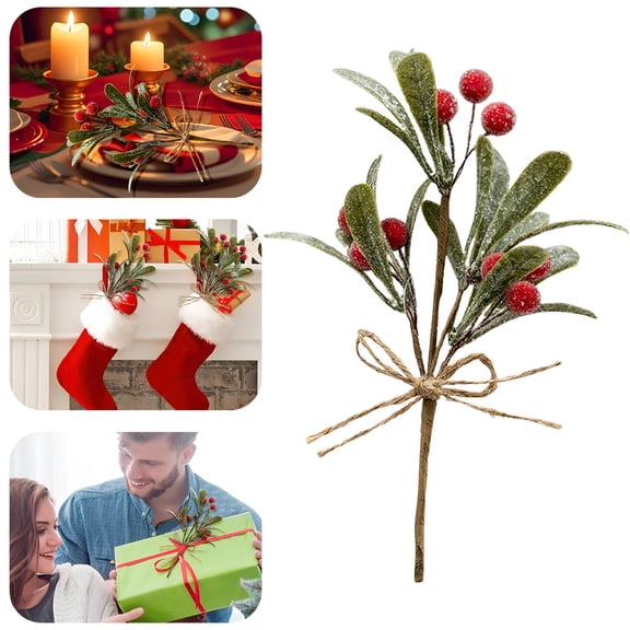 TUWAFE Christmas Artificial Flowers,Christmas Mistletoe Decor Artificial Green Christmas Mistletoe Hanging Bunch Artificial Mistletoe Ornament with Bow Mistletoe Glitter Hanging for Home Decor