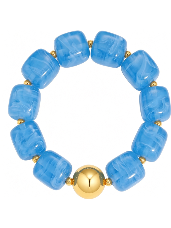 Chunky Beaded Bracelet for Women Colorful Resin Bead Jewelry Gift|Trendy Statement Big Bubble Bracelets Summer Beach Boho Charm Jewelry Cute Stuff for Women