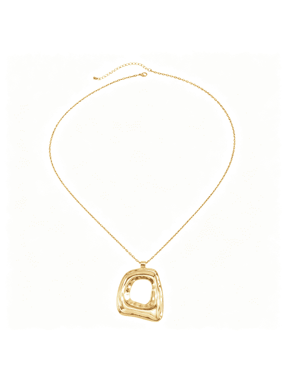 Chunky Gold Square Pendant Necklace for Women Large Long Hollow Irregular Necklace Geometric Fashion Chain Necklaces Statement Punk Hip-Hop Jewelry Punk Style Chunky Gold Jewelry