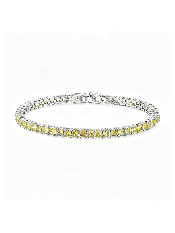 Classic Birthstone Tennis Bracelet for Women - 3Mm Cubic Zirconia Tennis Bracelet Jewelry Birthday Anniversary Wedding Valentine'S Day Gift for Her Wife Girlfriend Mom-Size 6.5" 7.0" 7.5"