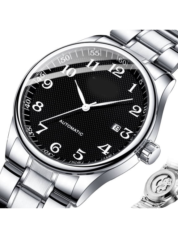 Classical Men'S Automatic Self-Wind Mechanical Watch Date Function Stainless Steel Wristwatch,Date Function Watches for Men