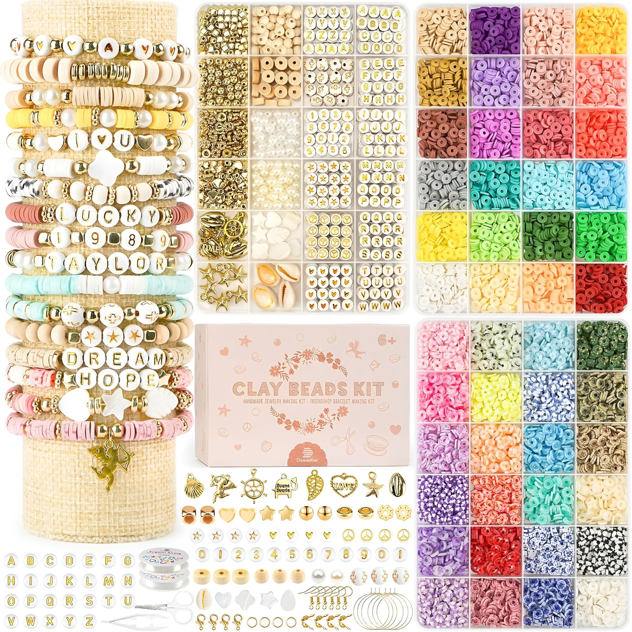 TUWAFE Clay Beads 3 Boxes Bracelet Making Kit,10800Pcs Beads for Jewelry Making,Letter Beads for Friendship Bracelets Diy Arts and Crafts Gifts for Girls Adults