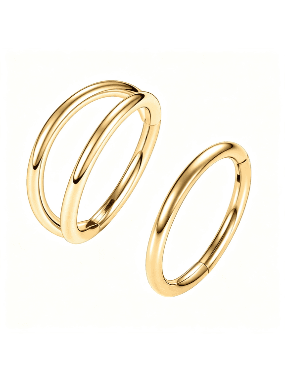Conch Piercing Jewelry Double Hoop Nose Rings Helix, Rook Cartilage 2Pcs Gold Silver 20G-16G 6-12Mm