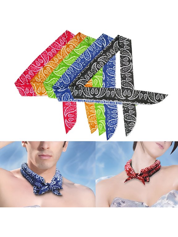 Cool Bandana Ties Neck Wrap Cooler Headband Ice Cold Scarf Cold Neck Towel-Print Ice Silk Scarf Headband for Summer Outdoor Activities