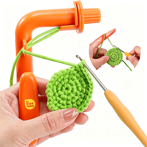 TUWAFE Crochet Holder for Beginners, 3 in 1 Magic Rings Tool to Learn How to Crochet and Make Magic Rings, Yarn Tension Regulator and Yarn Guide, Great Helper for Crocheters&Knitters (Orange)