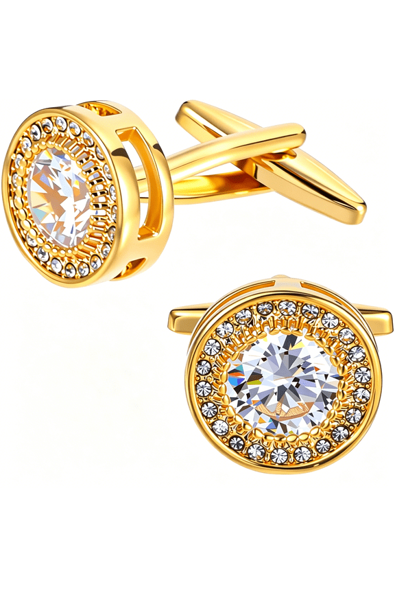 Cufflinks for Men Cuff Links Diamond Crystal Cuff Mens Classic Round Cufflink Sparkle Ornate Cufflinks for Wedding Groom Husband Valentines Day Gifts