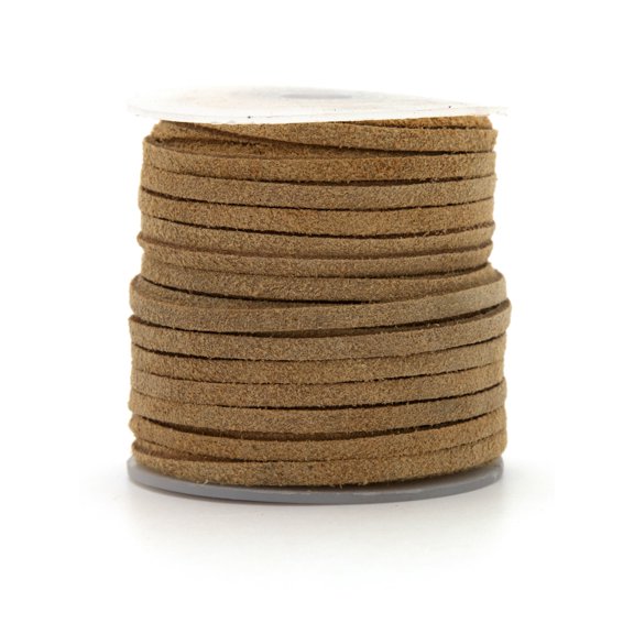 TUWAFE DIY Suede Jewelry and Beading Cord Roll, Necklace Cord, Light Brown, 75 ft
