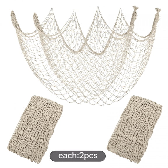 TUWAFE Decorative Fishing Net,Decorative Fishi 2Pack Large Picture Fish Net,Wall Photo Hanging Fishnet for Nautical Mermaid Pirate Ocean Themed Hawaii Beach under the Sea Party Decorations