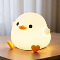 TUWAFE Duck Shaped Silicone LED Night Light, Touch Control Dimmable ...