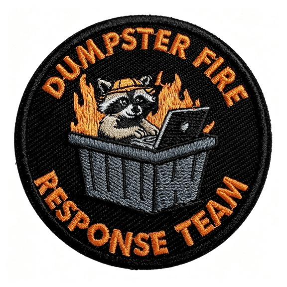 TUWAFE Dumpster Fire Response Team Hook and Loop Patch,3"Es Sew on Patches,Embroidery Patches for Backpacks Bags Vest Dog Harness,Tactical Military Embroidered Patches,Funny Raccoon Diy Patch