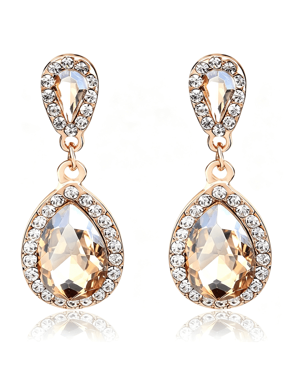 Elegant Rhinestone Statement Earrings Sparkly Cluster Crystal Drop Dangle Earrings Teardrop Chandelier Earrings Wedding Bridal Prom Earrings for Women, Teardrop Statement Earrings