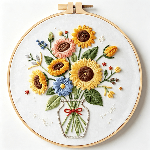 TUWAFE Embroidery Kit for Beginners,Hand Needlepoint Kits for Adults with Pre-Stamped Patterns,7.8-Inch Hoop,Threads&Needles,Step by Step Instructions Beginner Embroidery Kit