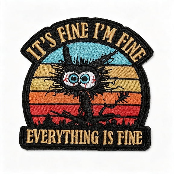 TUWAFE It'S Fine I'M Fine Everything Is Fine Patch, Embroidered Hook and Loop Patches, Funny Meme Morale Patch for Backpacks, Dog Harnesses, Army Vests, Gym Bags, Hats, Helmets
