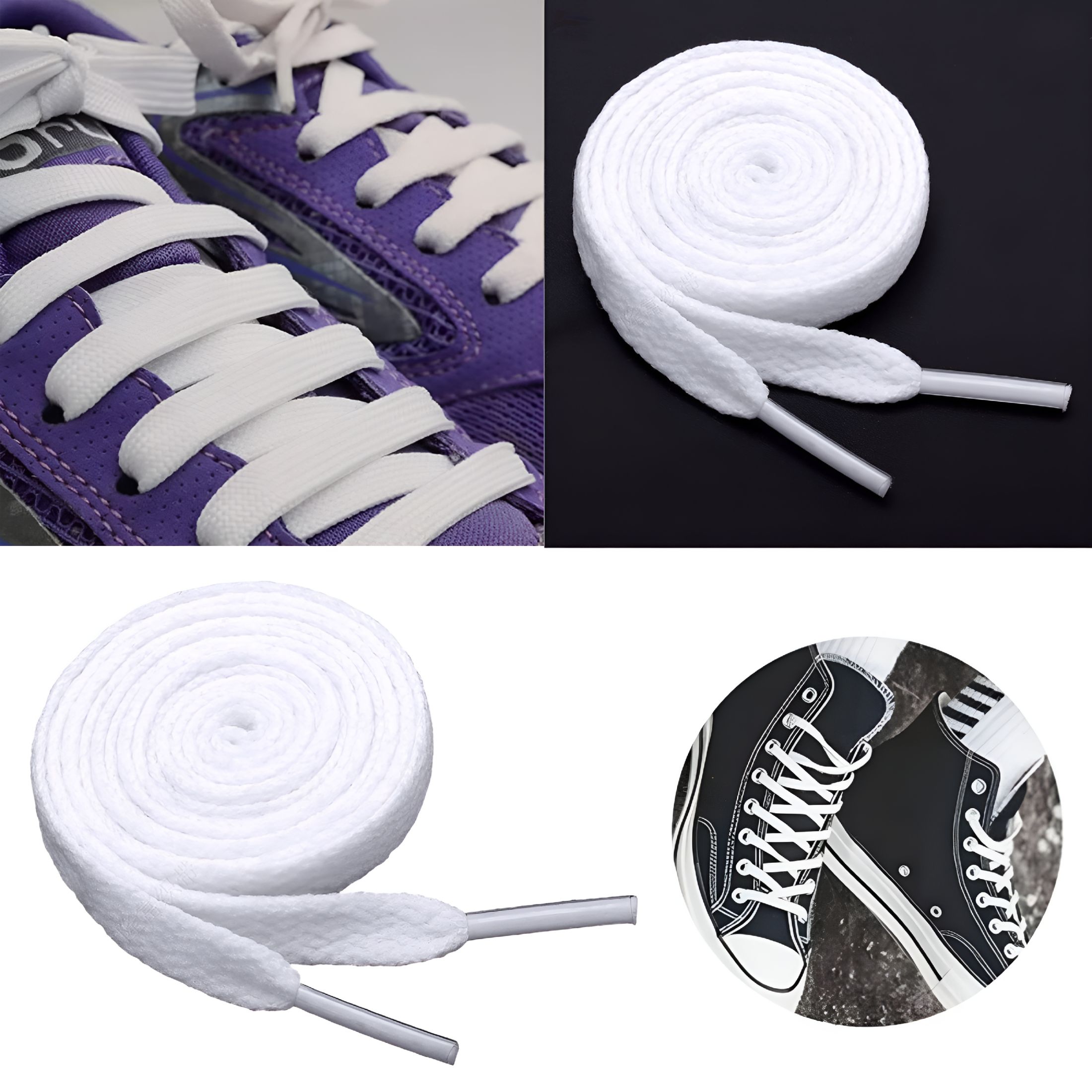 TUWAFE Flat Athletic Shoelaces for Sneakers - No-Tie Elastic Shoe Laces ...