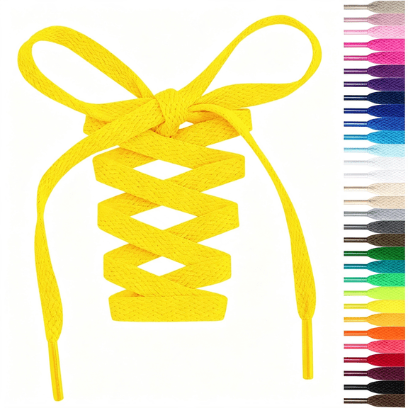 TUWAFE Flat Shoelaces 5/16" -20 Colors" 36" -72" Shoe Laces for Sneakers,Yellow Shoe Laces