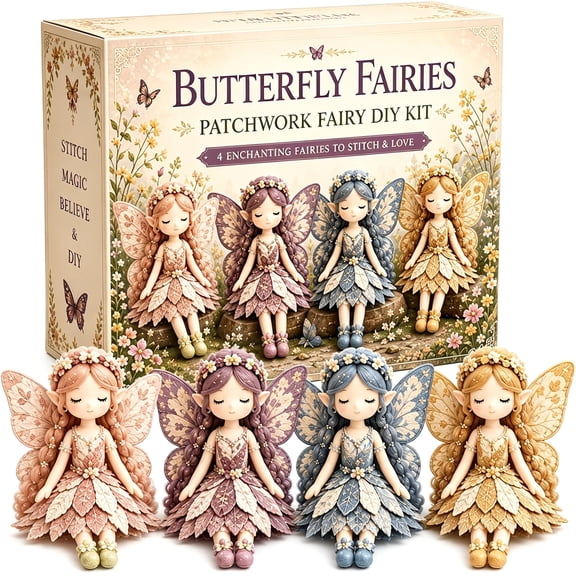 TUWAFE Floral Fairy Sewing Kit,Patchwork Fairy Diy Craft Kit with Fabric Pieces & Needlework Supplies,Cute H&Made Fairy Craft Project for Adults Beginners,Creative Gift for Women Friends (Orange)