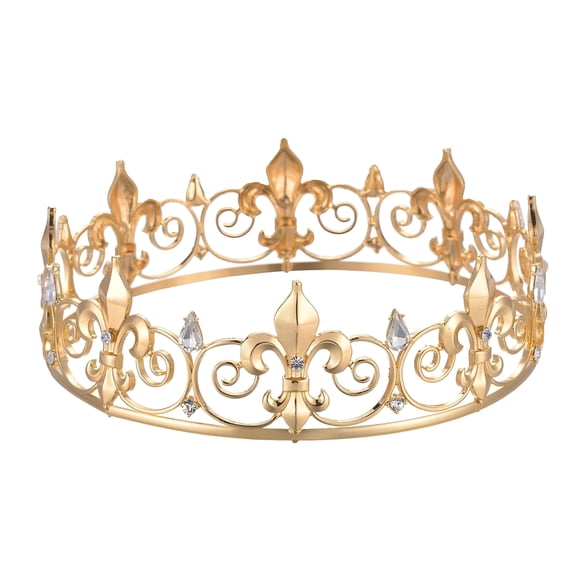 TUWAFE Full King Crown Metal Crowns and Tiaras for Cosplay Homecoming Prom Party Decorations Wedding Birthday Gifts Men Black with White Rhinestone Crown for Men