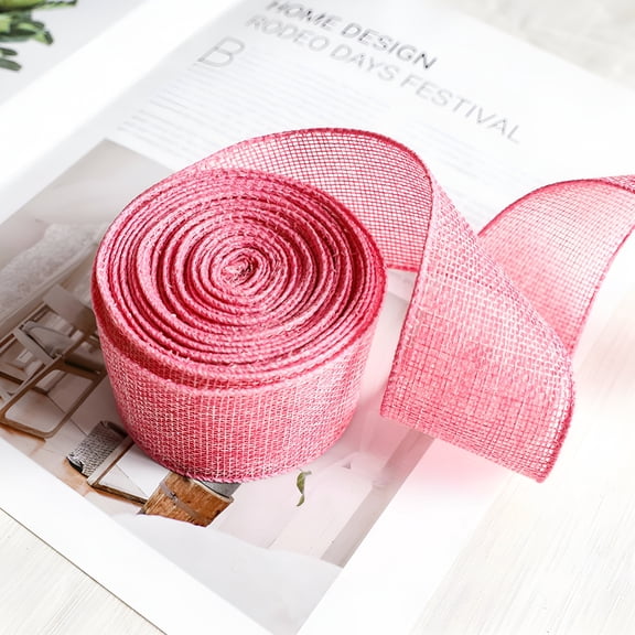 TUWAFE Gift Ribbon Rolls,5.47 Yards Spring Silk Ribbon for Diy Crafts Wired Edge Wrapping Ribbon for Packaging Bouquets,Gifts,Wedding Invitation (Pink)