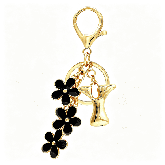 TUWAFE Gold Bubble Letter Keychain,Initial Bag Charms for Handbags,Cute ...