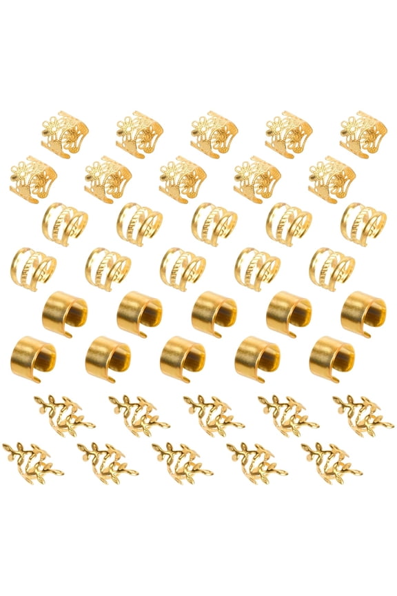 Gold Hair Braids Dreadlock Non-Piercing Ear Clip Beard Cuffs Clip Hair Accessories Styling Fashion Jewelry Gift for Women Men Passion Twist Goddess Locs Crochet Rings