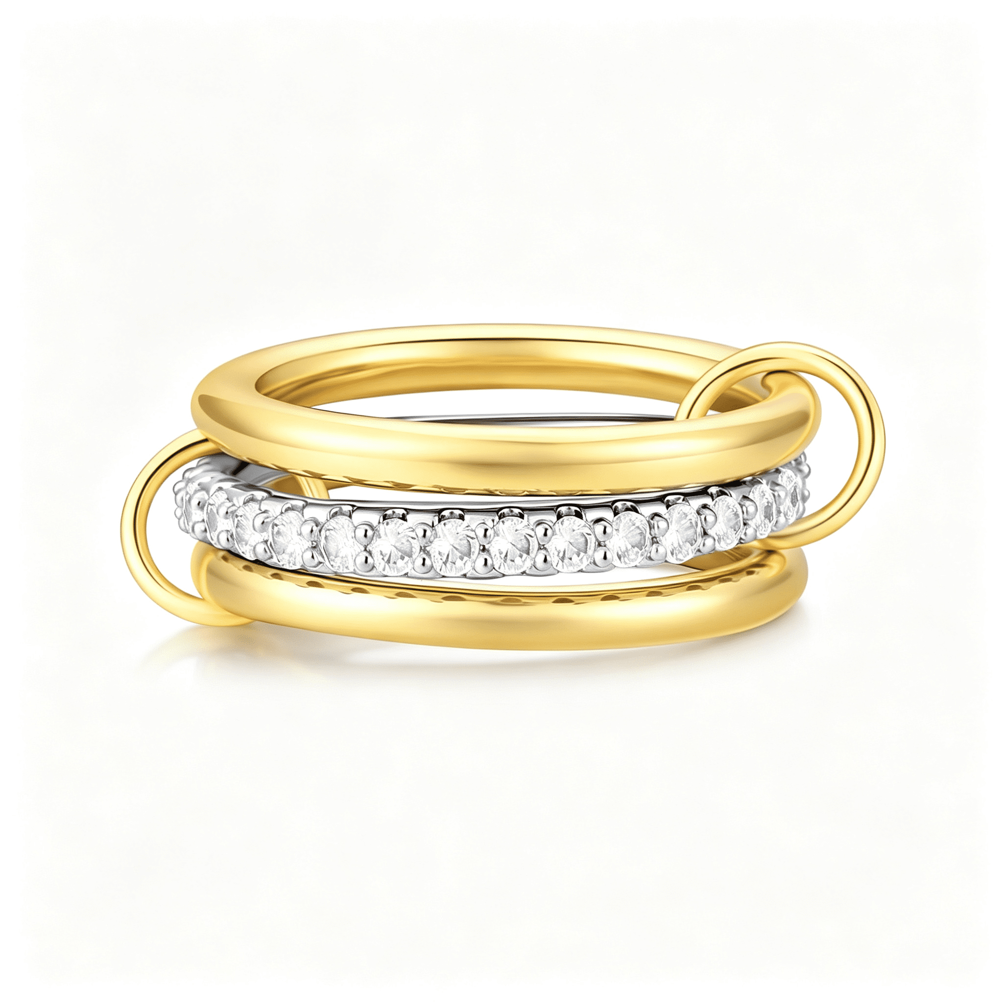 Inerlocking Rings TUWAFE Gold Plated Interlocked Stackable Rings for Women Non Tarnish ...