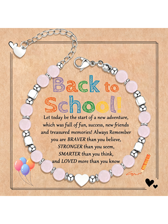 Graduation&Back to School Gifts for Girls,Natural Stone Beaded Bracelet with Inspirational Quote Card,Jewelry for Daughter Granddaughter Niece Student