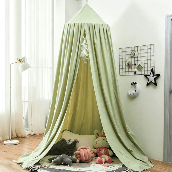 TUWAFE Green Kids Bed Canopy for Nursery Room | Baby Crib Hanging Curtain | Child Bedroom Mosquito Net | Reading Nook & Toddler Dome Tent Canopies Reading Nook Green Bed Canopy