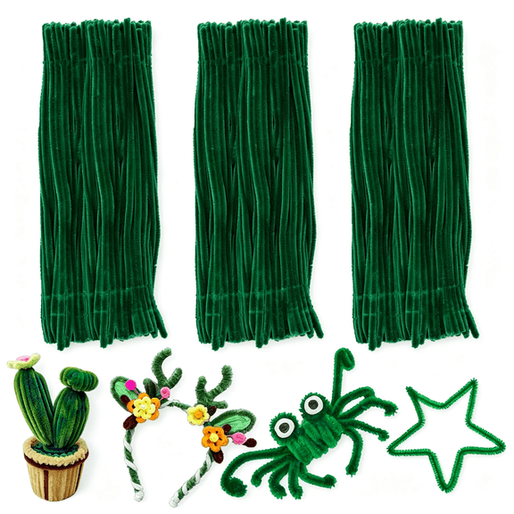 TUWAFE Green Pipe Cleaners Craft Bulk,Toys &Amp; Games,200Pcs Chenille Stems,Fake Flowers for Decor,Arts Crafts,Sensory Toys,Birthday Gift for Kid Art Supplies for Projects Creative Diy Decorations