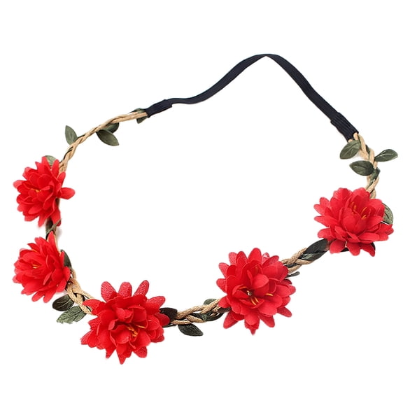 TUWAFE Hair Accessories, Flower Crown, Flower Crowns for Women, Beautiful Wreath Headband Small Daisy Headband Girl Adult Headwear, Flower Girl Headpiece, Flower Crowns 1Pc Flower Crown Red One Size