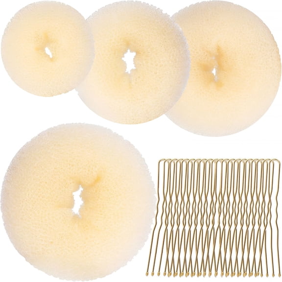 TUWAFE Hair Bun Shaper Set,4 Hair Pcs Donut Bun Maker(Extra-Large,Large,Medium,Small) with Large Bobby Pins 20Pcs,Doughnuts Ring Styler Maker