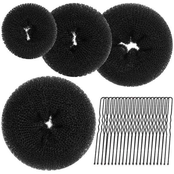 TUWAFE Hair Donut, Bun Maker Hair Bun Maker, BlackExtra-Large, Large, Medium and Small