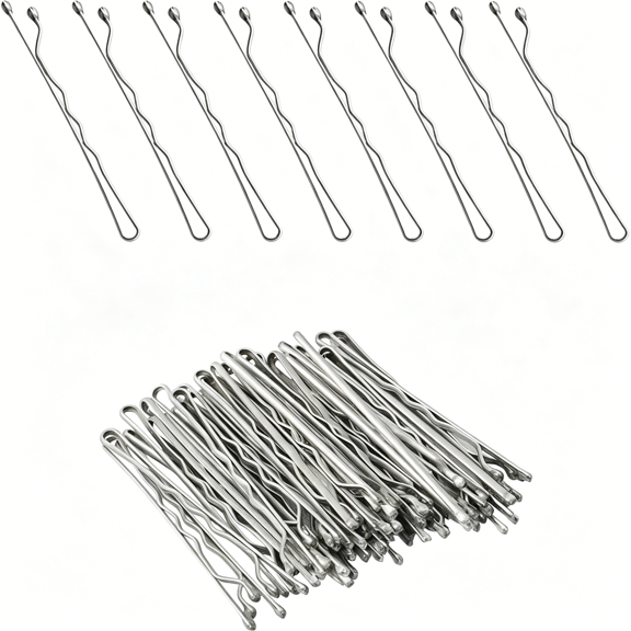TUWAFE Hair Pins, 50Pc Silver Bobby Pins Hair Grips, Ideal for Fine Hair - Does Not Peel Off (5Cm) Hair Pin