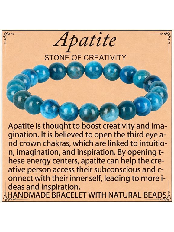 Handmade Healing Bracelet, Natural Gem Stone Crystal Elastic Bracelet Handmade Cat'S-Eye Blue Apatite Bracelet