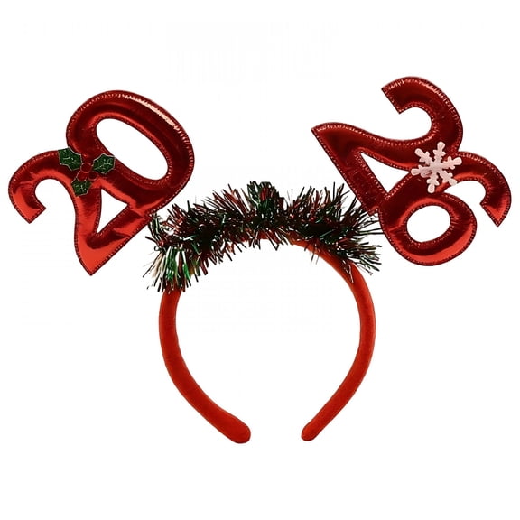 TUWAFE Headbands for Women Nye Headband Happy New Year Headbands, Adjustable Elastic Party Festive Celebration Holiday Headpiece, 8X8In (1Pcs) Red