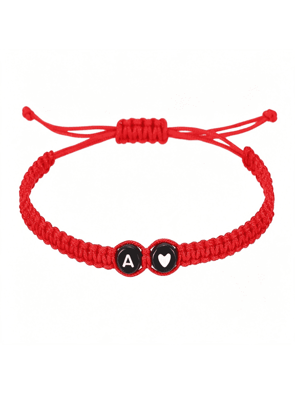 Initial Bracelets for Men,Handmade Rope Braided Initial String Bracelets with Heart Charm for Women Men Handmade Rope Braided Initial Bracelet for Men