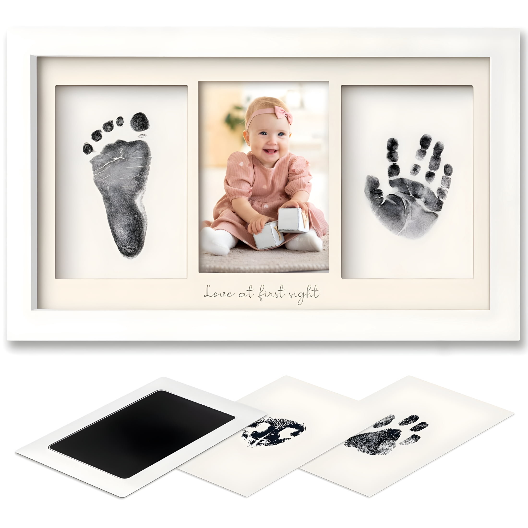 TUWAFE Inkless Hand and Footprint Kit,Boy,Girl,Newborn Keepsake No Mess Ink Pad for Baby Handprint,Clean Touch Paw Print Kit for Dog Picture Frame,Baby Christmas Shower Gifts (Alpine White)