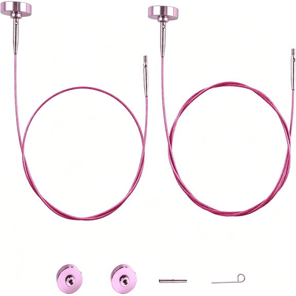 TUWAFE Interchangeable Cable for Circular Knitting Needle, 16"/24" Flexible Circular Needle Cord with 360 Swivel, Red