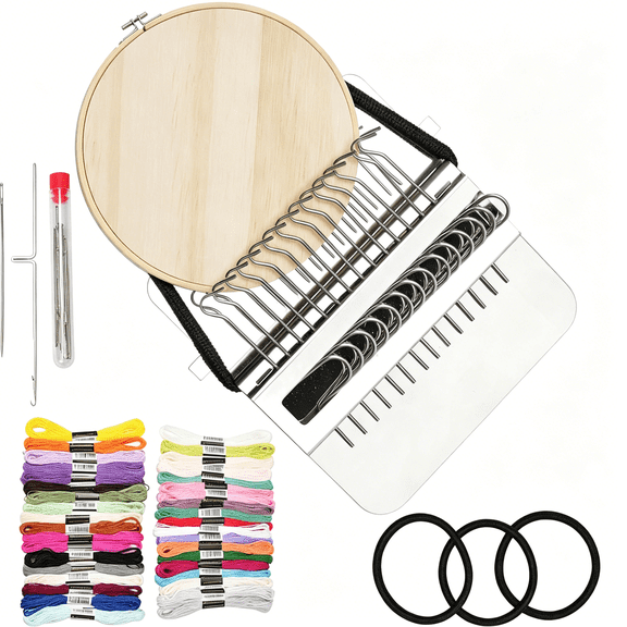 TUWAFE Knit Patch Kit, Portable Darning Loom Kit for Beginners, Patch Maker Mending Loom for Repairing Holes in Socks, Clothes, Jeans and Sweaters, Visible Mending Sewing Repair Tool Set