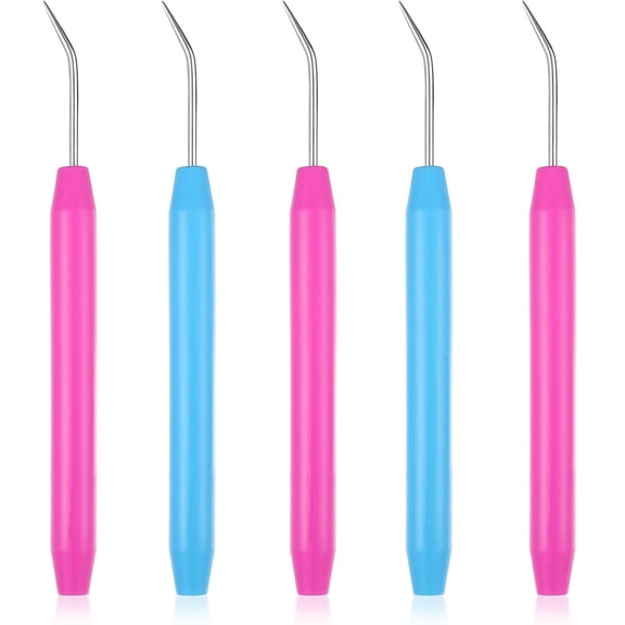TUWAFE Knitting Loom Hook Pick Tool Crochet Needle Hook Set with Handle Knitting Board Matching Hook Needles with Convenient Rubber Handles for Beginners Knittings Knitter Craft,4 Pcs(Blue,Red)