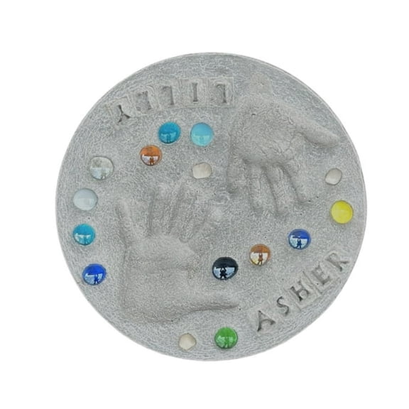 TUWAFE Large Stepping Stone Kit, Handprint Stepping Stone, Mother's Day Gift, Footprint Stepping Stone (12 Inch + Stamp Set)