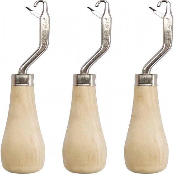 TUWAFE Latch Hook Tools,3Pack Wooden Bent Latch Hooks