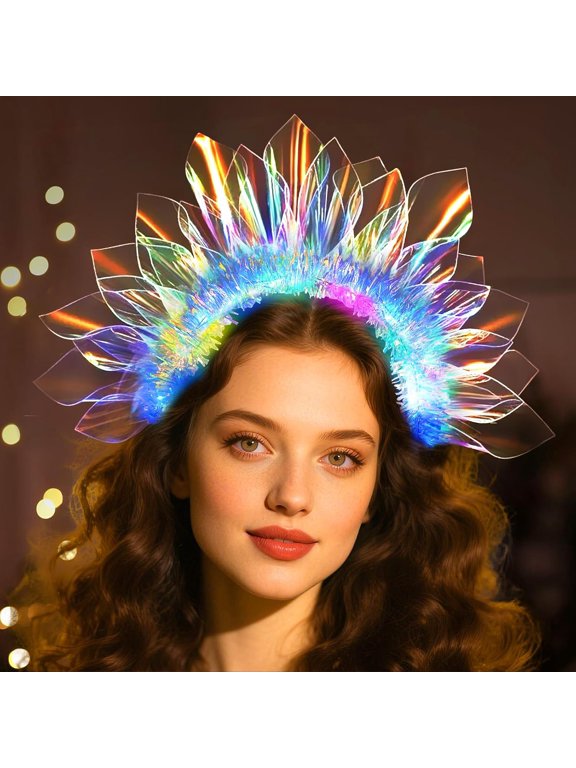 Led Headband Light Up Headband,Glow in the Dark Party Supplies,Glow Party Crown Hair Accessories for Women & Girls,Glow in the Dark Flashing Hair Band for Raves,Concerts,Halloween,Christmas