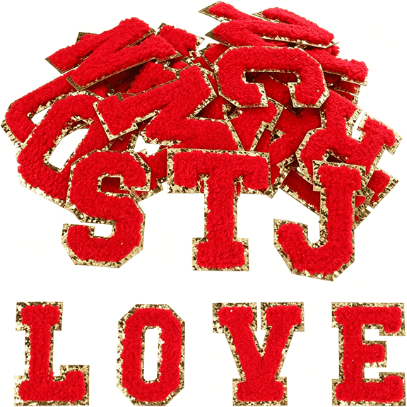 TUWAFE Letter Patches A-Z Red Iron on Letters for Clothing Backpacks Hats Fabric Letters Stick on 2.2 Inch Chenille Letter Stickers Embroidered Repair Patch (Red)