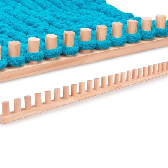TUWAFE Lightweight Solid Wood Chunky Knitting Loom Kit - 30" Modular Frame, Natural Pine Craft Board Expandable to 60/90/120" by Connecting Multiple Kits for Blankets, Beginner Diy Weaving Tool